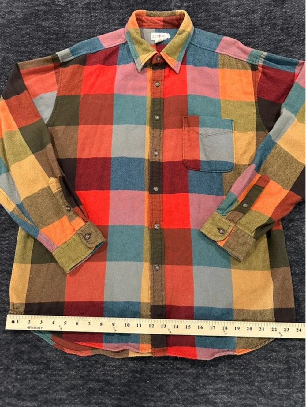 J.Crew Men’s Large Plaid Flannel Button Front Shirt Multicolor 100% Cotton
